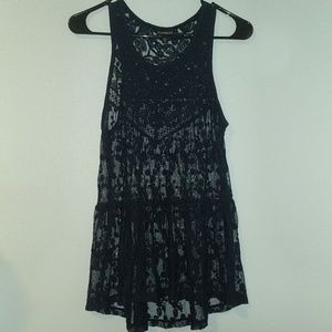 Long lace, mesh tank top
